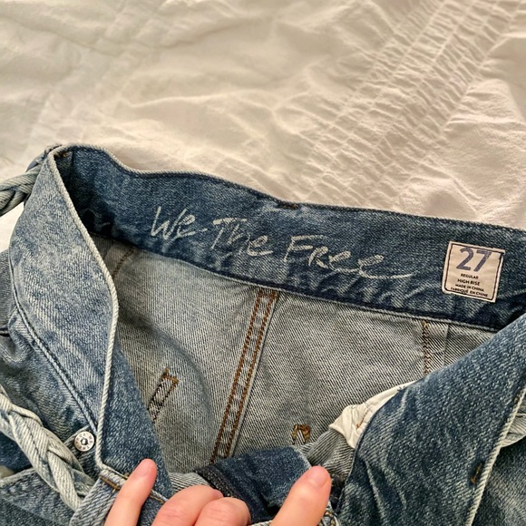 NWT Free People Jeans | Hi & Belted Straight Leg Jeans High Rise Raw Hem Size 27 - Picture 6 of 6